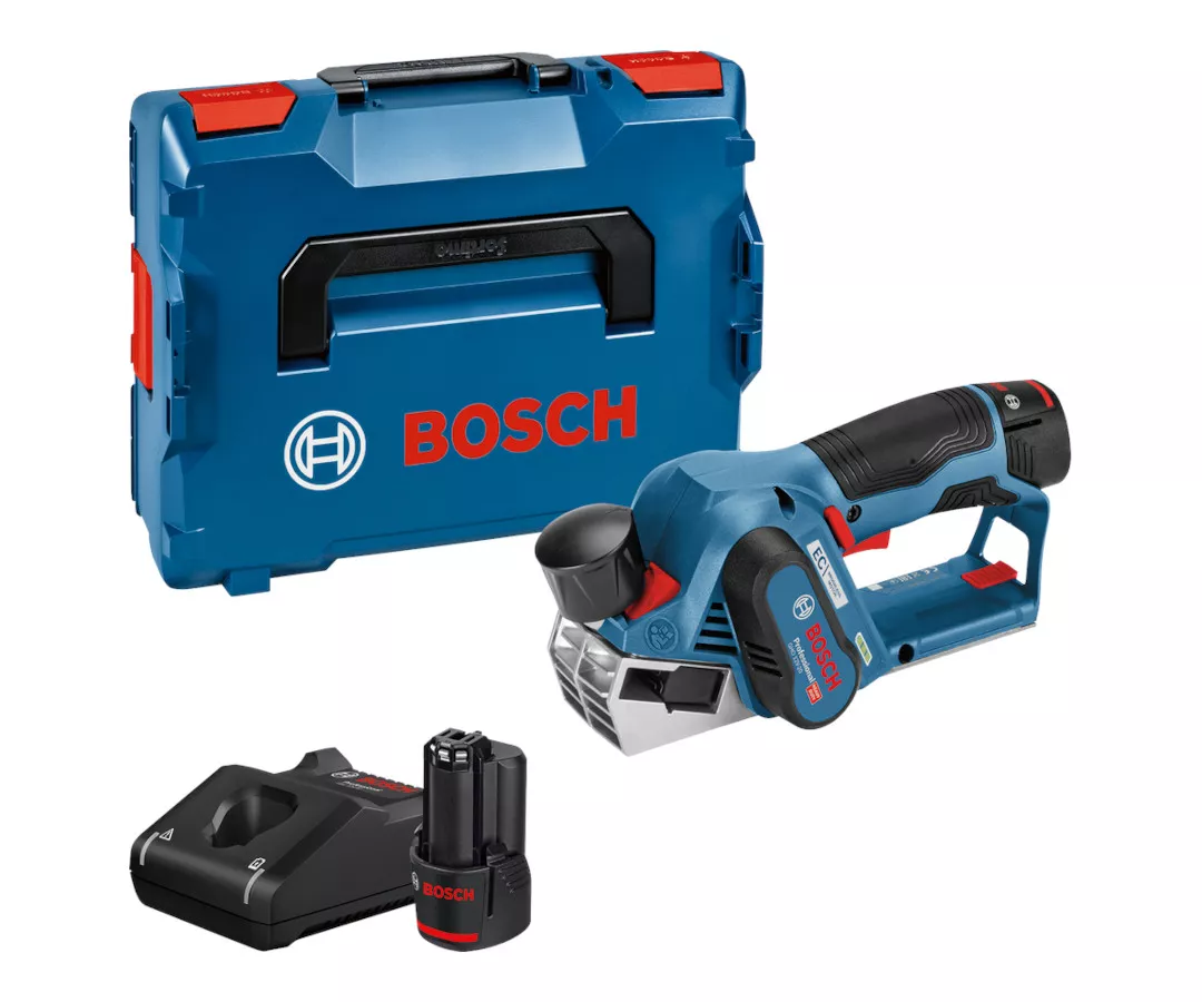 Rabot sans fil GHO 12V-20 Bosch + L-Boxx + chargeur + batteries